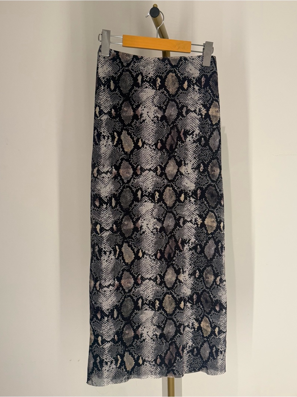 Zara Snake-Print Midi Skirt - Black & Taupe